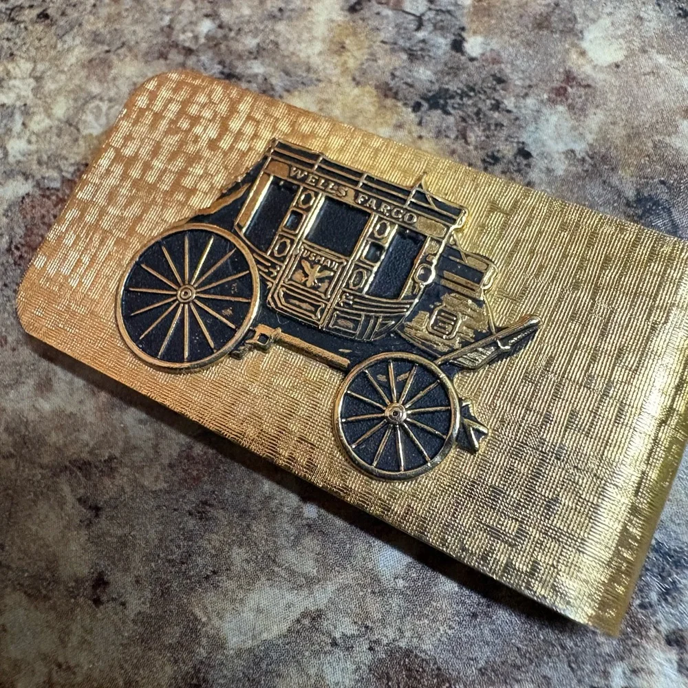 Gold Vintage Wells Fargo Money Clip